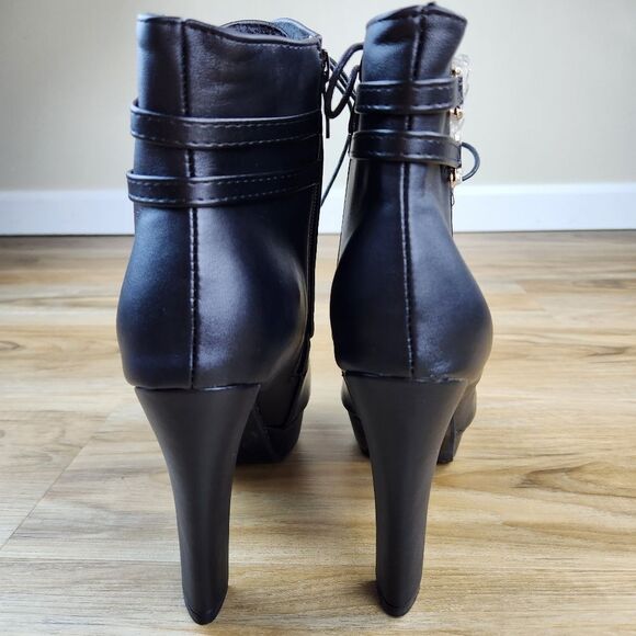 🩵NWOT Black Platform Ankle Boots Size 8 - Picture 11 of 14